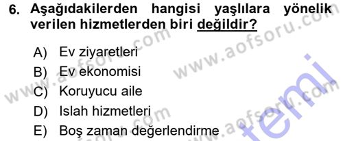 Sosyal Hizmete Giriş Dersi 2015 - 2016 Yılı (Final) Dönem Sonu Sınav Soruları 6. Soru