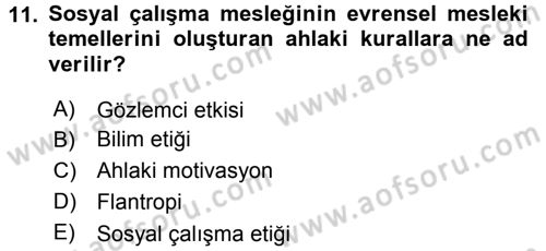 Sosyal Hizmete Giriş Dersi 2015 - 2016 Yılı Tek Ders Sınav Soruları 11. Soru