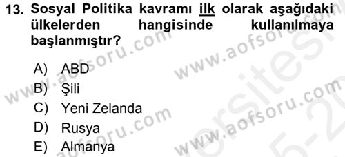 Sosyal Hizmete Giriş Dersi 2015 - 2016 Yılı Tek Ders Sınav Soruları 13. Soru