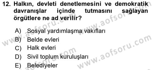 Sosyal Hizmete Giriş Dersi 2016 - 2017 Yılı 3 Ders Sınav Soruları 12. Soru