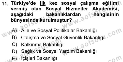 Sosyal Hizmete Giriş Dersi 2017 - 2018 Yılı 3 Ders Sınav Soruları 11. Soru