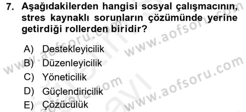 Sosyal Hizmete Giriş Dersi 2017 - 2018 Yılı 3 Ders Sınav Soruları 7. Soru