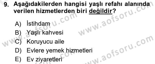 Sosyal Hizmete Giriş Dersi 2017 - 2018 Yılı 3 Ders Sınav Soruları 9. Soru