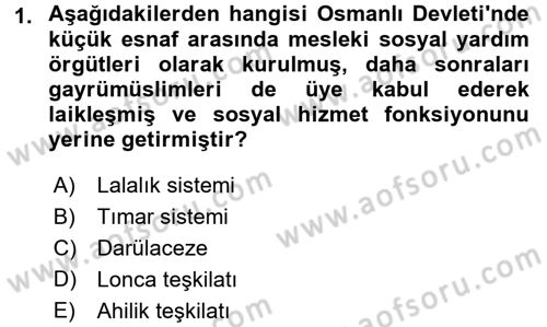 Sosyal Hizmete Giriş Dersi Ara Sınavı Deneme Sınav Soruları 1. Soru