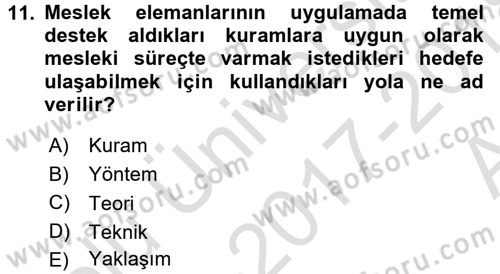 Sosyal Hizmete Giriş Dersi Ara Sınavı Deneme Sınav Soruları 11. Soru