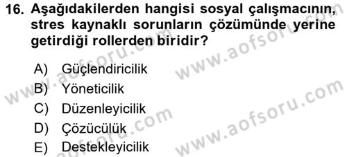 Sosyal Hizmete Giriş Dersi Ara Sınavı Deneme Sınav Soruları 16. Soru