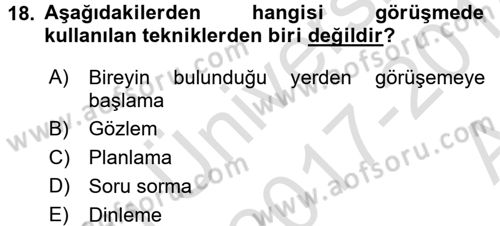 Sosyal Hizmete Giriş Dersi Ara Sınavı Deneme Sınav Soruları 18. Soru