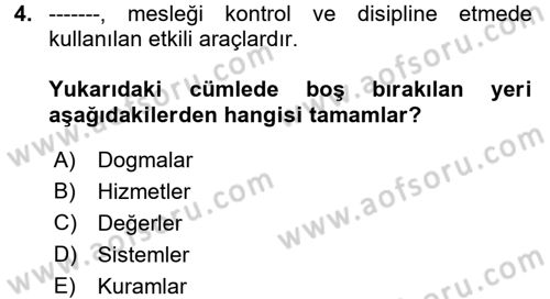 Sosyal Hizmete Giriş Dersi Ara Sınavı Deneme Sınav Soruları 4. Soru