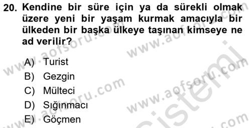 Sosyal Hizmete Giriş Dersi 2018 - 2019 Yılı 3 Ders Sınav Soruları 20. Soru