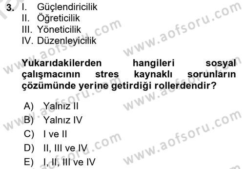 Sosyal Hizmete Giriş Dersi 2018 - 2019 Yılı 3 Ders Sınav Soruları 3. Soru