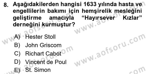 Sosyal Hizmete Giriş Dersi 2018 - 2019 Yılı (Vize) Ara Sınav Soruları 8. Soru