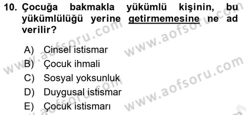 Sosyal Hizmete Giriş Dersi 2018 - 2019 Yılı (Final) Dönem Sonu Sınav Soruları 10. Soru