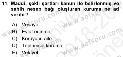 Sosyal Hizmete Giriş Dersi 2018 - 2019 Yılı (Final) Dönem Sonu Sınav Soruları 11. Soru