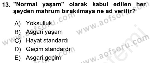 Sosyal Hizmete Giriş Dersi 2018 - 2019 Yılı (Final) Dönem Sonu Sınav Soruları 13. Soru