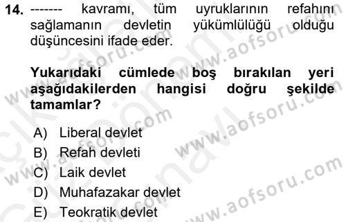 Sosyal Hizmete Giriş Dersi 2018 - 2019 Yılı (Final) Dönem Sonu Sınav Soruları 14. Soru