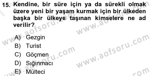 Sosyal Hizmete Giriş Dersi 2018 - 2019 Yılı (Final) Dönem Sonu Sınav Soruları 15. Soru