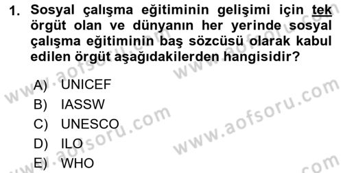 Sosyal Hizmete Giriş Dersi 2018 - 2019 Yılı Yaz Okulu Sınav Soruları 1. Soru