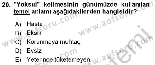 Sosyal Hizmete Giriş Dersi 2018 - 2019 Yılı Yaz Okulu Sınav Soruları 20. Soru