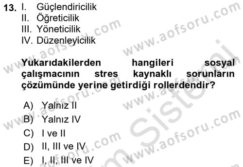 Sosyal Hizmete Giriş Dersi Ara Sınavı Deneme Sınav Soruları 13. Soru
