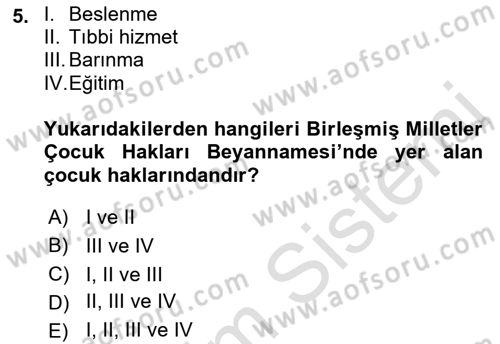 Sosyal Hizmete Giriş Dersi 2019 - 2020 Yılı (Final) Dönem Sonu Sınav Soruları 5. Soru