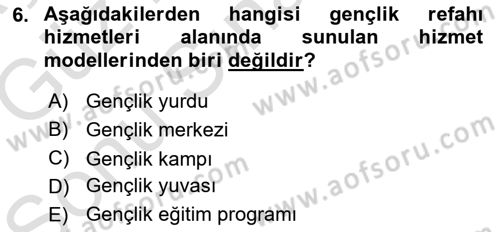 Sosyal Hizmete Giriş Dersi 2019 - 2020 Yılı (Final) Dönem Sonu Sınav Soruları 6. Soru