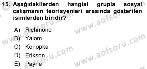 Sosyal Hizmete Giriş Dersi 2021 - 2022 Yılı (Vize) Ara Sınavı 15. Soru