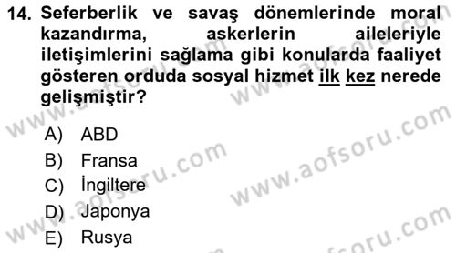 Sosyal Hizmete Giriş Dersi 2021 - 2022 Yılı (Final) Dönem Sonu Sınav Soruları 14. Soru