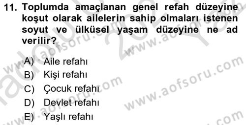 Sosyal Hizmete Giriş Dersi 2021 - 2022 Yılı Yaz Okulu Sınav Soruları 11. Soru
