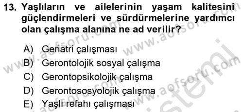 Sosyal Hizmete Giriş Dersi 2021 - 2022 Yılı Yaz Okulu Sınav Soruları 13. Soru