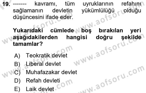Sosyal Hizmete Giriş Dersi 2021 - 2022 Yılı Yaz Okulu Sınav Soruları 19. Soru