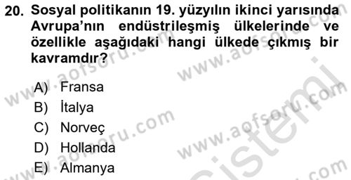Sosyal Hizmete Giriş Dersi 2021 - 2022 Yılı Yaz Okulu Sınav Soruları 20. Soru