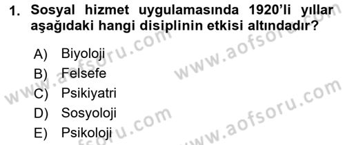 Sosyal Hizmete Giriş Dersi 2022 - 2023 Yılı (Vize) Ara Sınav Soruları 1. Soru