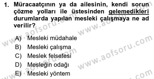 Sosyal Hizmete Giriş Dersi 2022 - 2023 Yılı Yaz Okulu Sınav Soruları 1. Soru