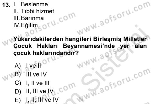 Sosyal Hizmete Giriş Dersi 2022 - 2023 Yılı Yaz Okulu Sınav Soruları 13. Soru