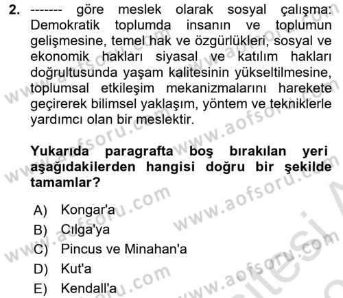 Sosyal Hizmete Giriş Dersi 2022 - 2023 Yılı Yaz Okulu Sınav Soruları 2. Soru