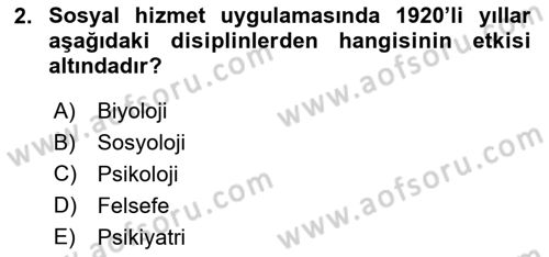 Sosyal Hizmete Giriş Dersi Ara Sınavı Deneme Sınav Soruları 2. Soru