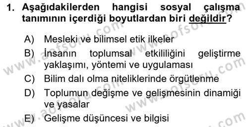 Sosyal Hizmete Giriş Dersi 2024 - 2025 Yılı (Final) Dönem Sonu Sınav Soruları 1. Soru