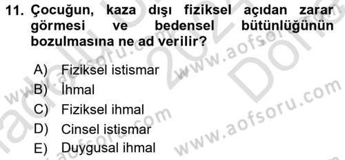 Sosyal Hizmete Giriş Dersi 2024 - 2025 Yılı (Final) Dönem Sonu Sınav Soruları 11. Soru