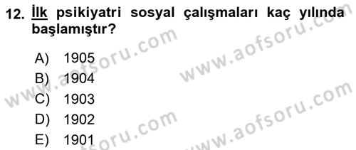 Sosyal Hizmete Giriş Dersi 2024 - 2025 Yılı (Final) Dönem Sonu Sınav Soruları 12. Soru