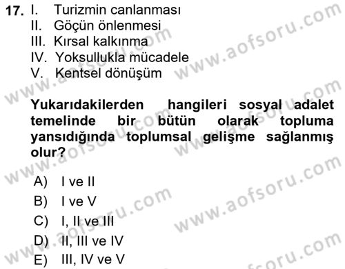 Sosyal Hizmete Giriş Dersi 2024 - 2025 Yılı (Final) Dönem Sonu Sınav Soruları 17. Soru