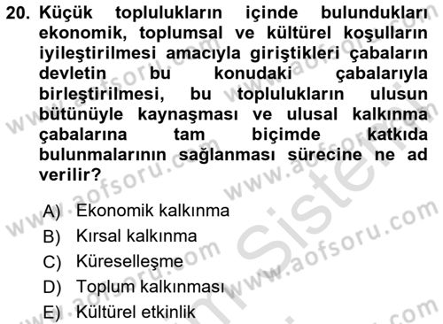 Sosyal Hizmete Giriş Dersi 2024 - 2025 Yılı (Final) Dönem Sonu Sınav Soruları 20. Soru