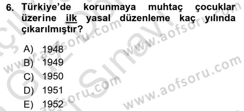 Sosyal Hizmete Giriş Dersi 2024 - 2025 Yılı (Final) Dönem Sonu Sınav Soruları 6. Soru