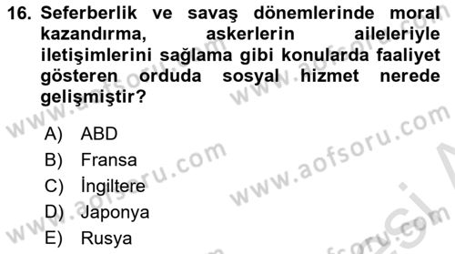 Sosyal Hizmete Giriş Dersi 2024 - 2025 Yılı Yaz Okulu Sınav Soruları 16. Soru