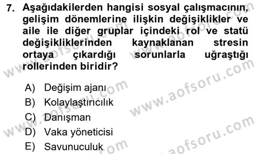 Sosyal Hizmete Giriş Dersi 2024 - 2025 Yılı Yaz Okulu Sınav Soruları 7. Soru