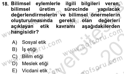 Sosyal Hizmete Giriş Dersi 2025 - 2026 Yılı (Vize) Ara Sınav Soruları 18. Soru