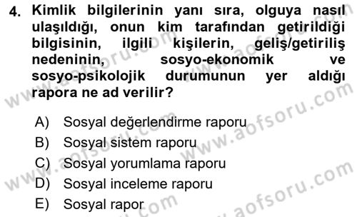 Sosyal Hizmete Giriş Dersi 2025 - 2026 Yılı (Vize) Ara Sınav Soruları 4. Soru