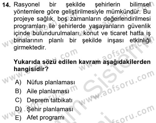 Sosyal Hizmete Giriş Dersi 2025 - 2026 Yılı (Final) Dönem Sonu Sınav Soruları 14. Soru