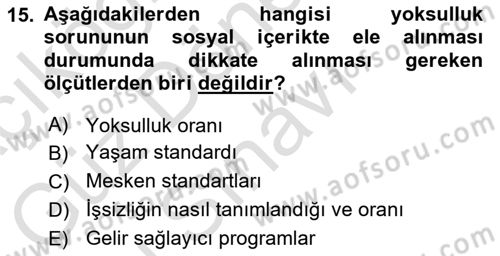Sosyal Hizmete Giriş Dersi 2025 - 2026 Yılı (Final) Dönem Sonu Sınav Soruları 15. Soru