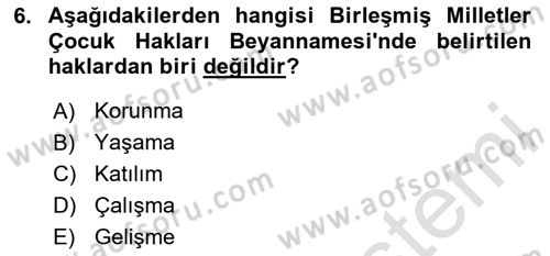 Sosyal Hizmete Giriş Dersi 2025 - 2026 Yılı (Final) Dönem Sonu Sınav Soruları 6. Soru