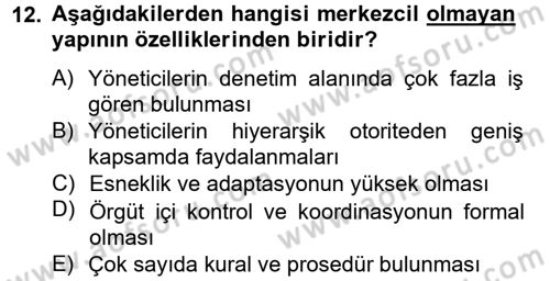 İş Etiği Dersi 2012 - 2013 Yılı (Final) Dönem Sonu Sınav Soruları 12. Soru